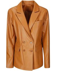 DESA NINETEENSEVENTYTWO - Leather Double-Breasted Blazer - Lyst