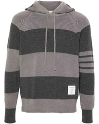 Thom Browne - Striped Knitted Hoodie - Lyst