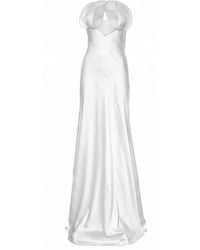 Genny - Long Bustier Dress With Ruffles - Lyst
