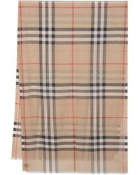 Burberry - Giant Check Wool And Silk Blend Scarf - Lyst
