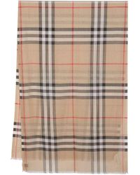 Burberry - Giant Check Wool And Silk Blend Scarf - Lyst