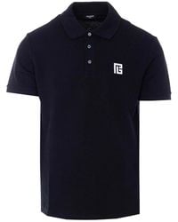Balmain - Embroidered Pb Logo Polo - Lyst