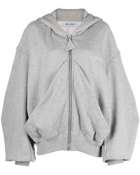 The Attico - Logo-embroidered Draped Cotton Hoodie - Lyst