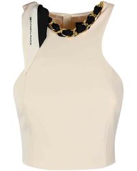 Elisabetta Franchi - Crepe Top With Scarf - Lyst