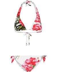 Dolce & Gabbana - Floral-print Triangle Bikini Set - Lyst