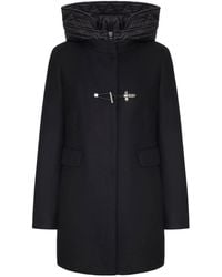 Fay - Long Wool Blend Coat With Hood - Lyst