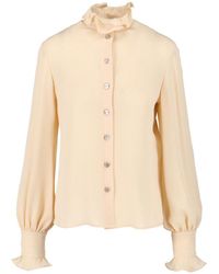 Valentino - Silk Shirt With Ruffles - Lyst