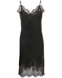 Gold Hawk - Lace-Trim Velvet Slip Dress - Lyst