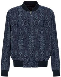 Etro - Jacquard Bomber Jacket Puffer Jackets Blu-Uomo - Lyst