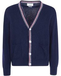 Thom Browne - Hector Jersey Intarsia V Neck Cardigan - Lyst