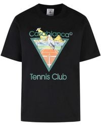 CASABLANCA - Tennis Club Triangle' Cotton T-Shirt - Lyst