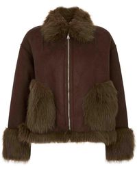 Betta Corradi - Jacket With Zip And Fur - Lyst