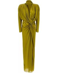 Balmain - Draped Silk Dress With Knot - Lyst