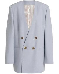 Alberta Ferretti - Double-Breasted Padded Viscose Blazer - Lyst