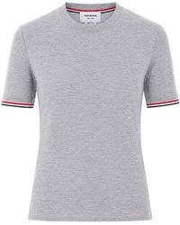 Thom Browne - Stripe Logo T-Shirt - Lyst