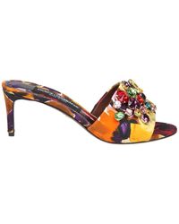 Dolce & Gabbana - Sandals In Brocade Fabric With Stones - Lyst