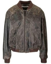 Acne Studios - Leather Bomber Jacket Jackets - Lyst