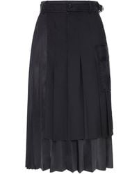 Sacai - Pleated Midi Skirt With Cargo Pockets - Lyst