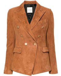 Tagliatore - Suede Double-breasted Jacket - Lyst