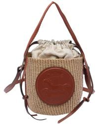 Chloé - Small Horse Medal Raffia Bucket Bag - Lyst