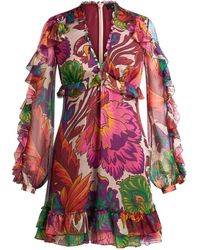 Etro - Floral-Print Mini Dress - Lyst