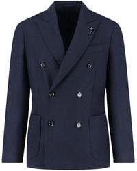 Lardini - Double -Breasted Blazer Wool And Cashmere - Lyst