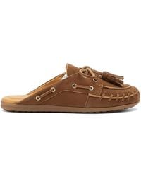 POSA - Boat Loafer Fringe Mules - Lyst