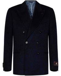 Etro - Cashmere Double-Breasted Blazer Wit - Lyst