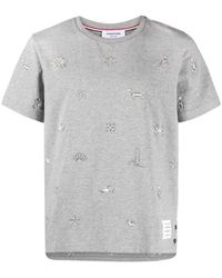 Thom Browne - Embroidered Cotton T-shirt - Lyst