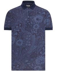 Etro - Cotton Piquet Polo Shirt With Paisley Print - Lyst