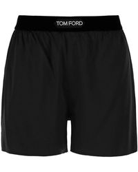 Tom Ford - Logo-Waistband Silk Shorts - Lyst
