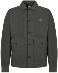 C.P. Company - Linen And Cotton Broken Twill Overshirt - Lyst