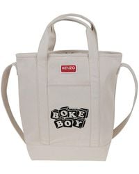 KENZO - Printed Cotton Tote - Lyst