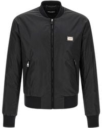 Dolce & Gabbana - Dolce & Gabbana Logo Plaque Bomber Jacket - Lyst