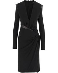 Versace - Crepe Mini Dress With V-Neck - Lyst