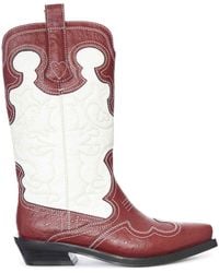 Ganni - Two-Tone Leather Texan Boots - Lyst