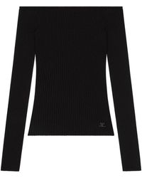 Courreges - Bardot Neck Top With Logo - Lyst