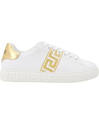 Versace - Leather Sneakers Embroidered La Greca - Lyst