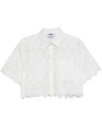MSGM - Shirt With Sangallo Embroidery - Lyst