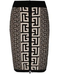 Balmain - Monogram High Waist Skirt - Lyst
