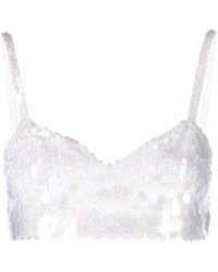 P.A.R.O.S.H. - Iridescent Sequin Cropped Top - Lyst