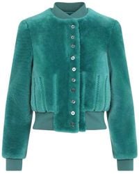 McQueen - Cropped Shearling Bomber Jacket - Lyst