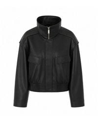 Self-Portrait - Faux Leather Bomber Jacket - Lyst