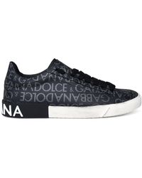 Dolce & Gabbana - Portofino Sneaker In Black Leather - Lyst