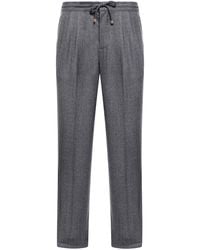 Brunello Cucinelli - Wool Tapered Tracksuit Bottoms - Lyst