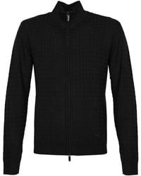 Giorgio Armani - Wool And Lyocell Blend Cardigan With Zip - Lyst