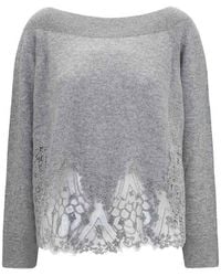Ermanno Scervino - Cashmere Sweater With Lace Details - Lyst