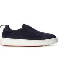 Santoni - Suede Slip-On Trainers - Lyst