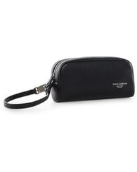 Dolce & Gabbana - Calfskin Toiletry Bag With Logo - Lyst