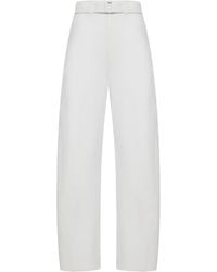 Lemaire - Bleached Heavy Denim Trousers With Belt - Lyst